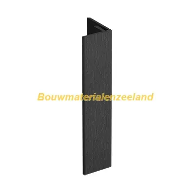 Verlengd eindprofiel 17x44mm Keralit Zwart Classic nerf, lengte 400 cm