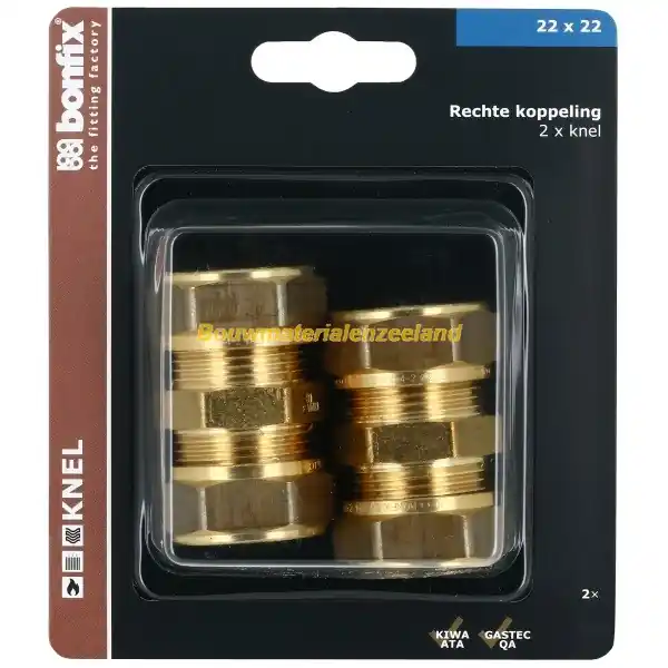 BONFIX Blister Rechte koppeling 22 x 22 mm 2 stuks