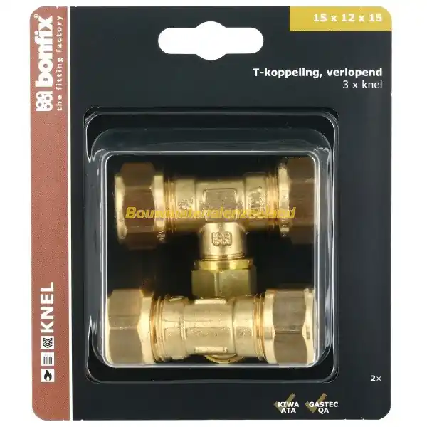 BONFIX Blister T-stuk 15 x 12 x 15 mm 2 stuks
