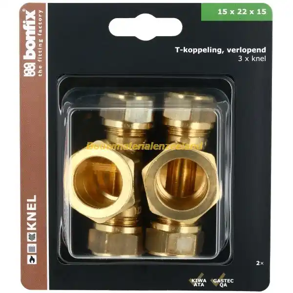 BONFIX Blister T-stuk 15 x 22 x 15 mm 2 stuks