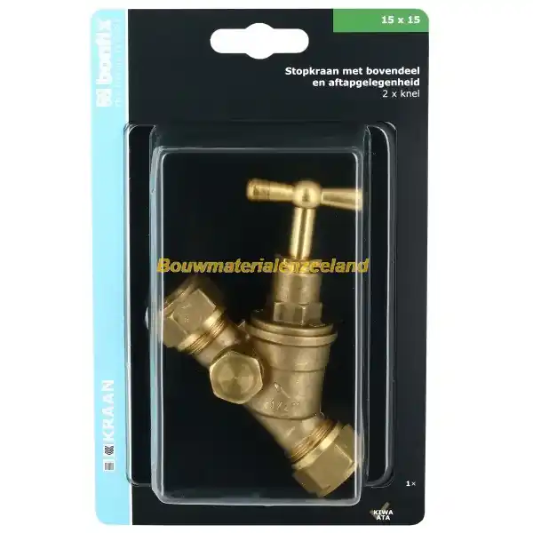 BONFIX Blister Stopkraan 15 x 15 mm knel met aftap