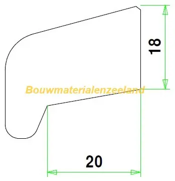 Glaslat I20 meranti 18x34 mm sponning 20 L= 2750 mm