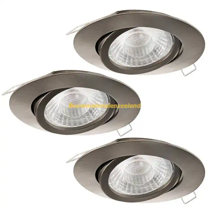 EGLO LED Inbouw set 3-L TEDO GU10 kantelbaar stepdimming nikkel mat