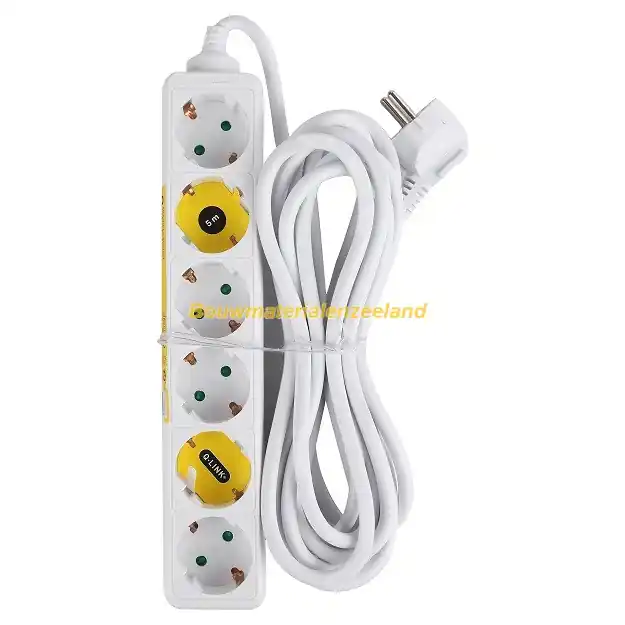 Q-Link stekkerdoos 6-voudig - randaarde - 3 x 1.5 mm?, 5 m - wit