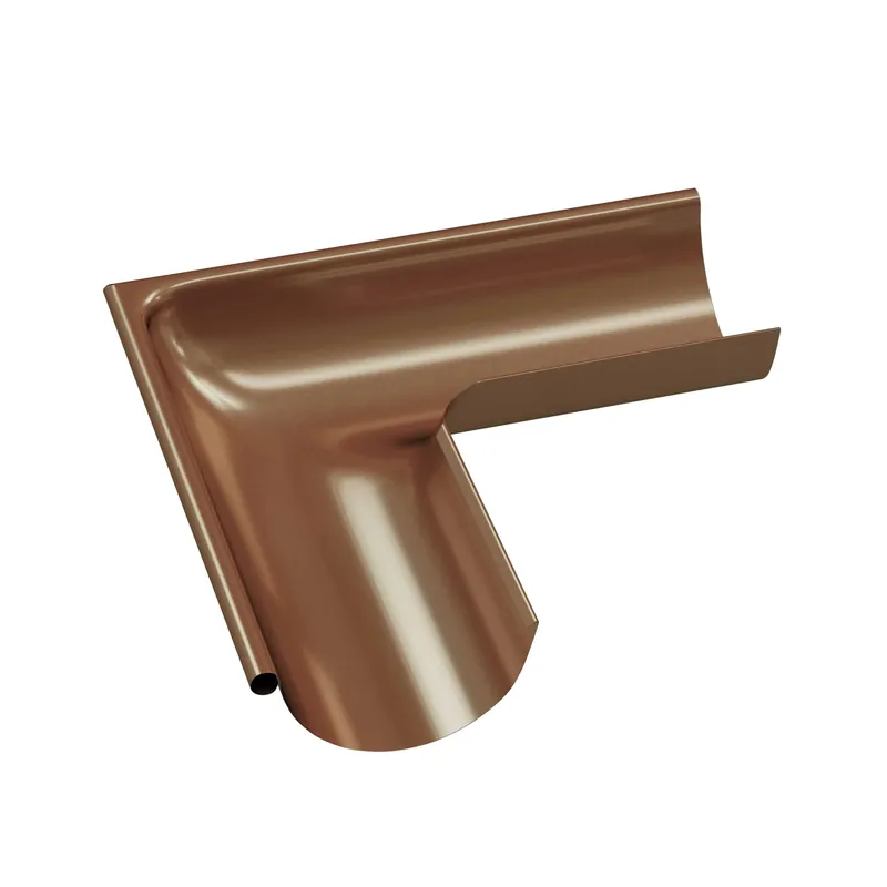 BILKA GLOSSY Buitenhoek dakgoot | 125mm | RAL 8003 Kleibruin | Tweezijdig glossy gecoat