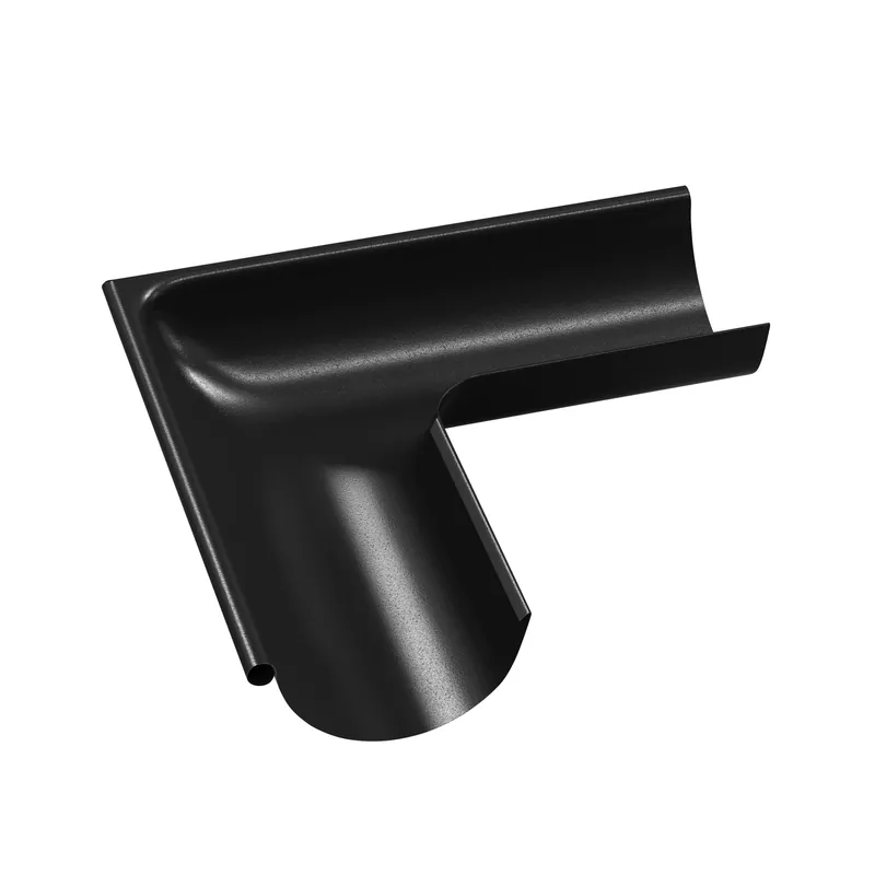 BILKA GLOSSY Buitenhoek dakgoot | 150mm | RAL 9005 Zwart | Tweezijdig glossy gecoat