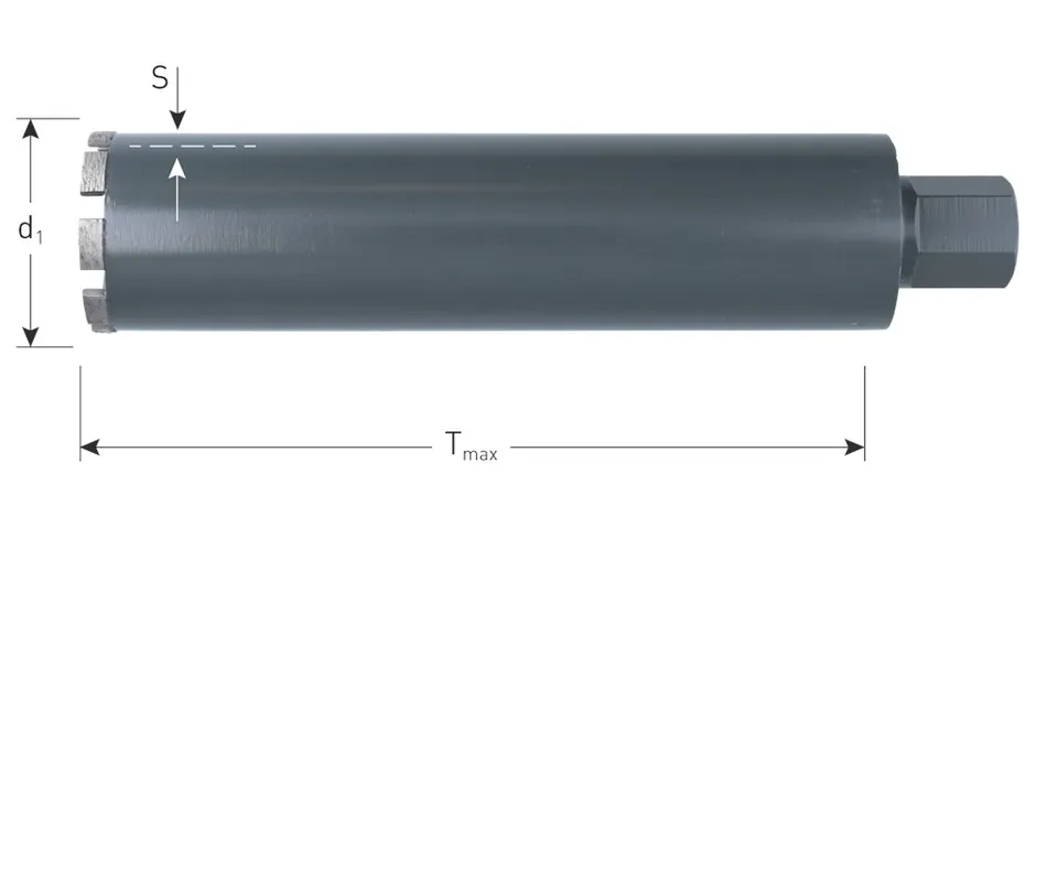 DIAMANTBOOR GRIJS, DROOG, 1.1/4", 12 SEGM., ø162X300
