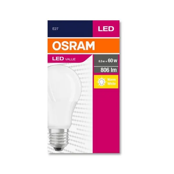 OSR.LEDST.VALUE CLA60M 8W 827 E27