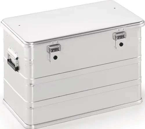 ALUMINIUM BOX L582XB385XH397MM 76 L MET KLAPHENDELSLUITING MET GATEN