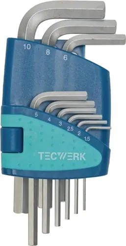 SET HAAKSE ZESKANTSCHROEVENDRAAIER 9-DELIG KUNSTSTOF HOUDER SW 1,5-10 MM KORT TW