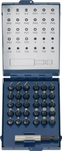BITASSORTIMENT 31-DELIG SLEUF/PH/PZD/TX MET MAGNEET EN BORGRING TECWERK