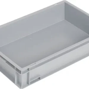 TRANSPORTSTAPELBAK L600XB400XH120MM GRIJS PP SCHELPGREEP ZIJWANDEN GESLOTEN TW