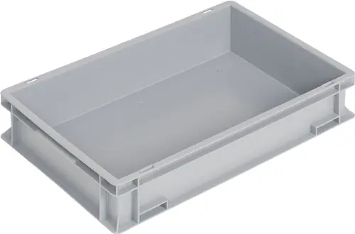 TRANSPORTSTAPELBAK L600XB400XH120MM GRIJS PP SCHELPGREEP ZIJWANDEN GESLOTEN TW