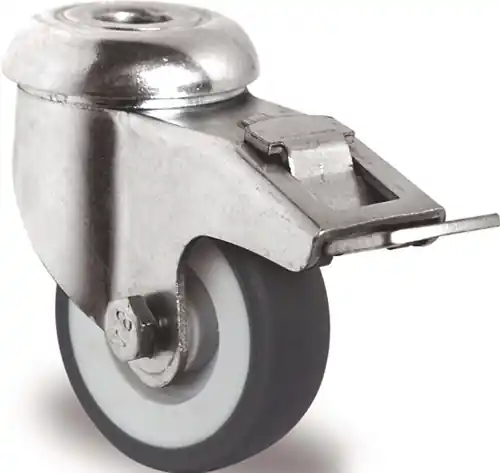 ZWENKWIEL MET TOTAALKLEM WIEL D. 75MM DRAAGVERMOGEN 75KG MET ACHTERGAT 11MM G