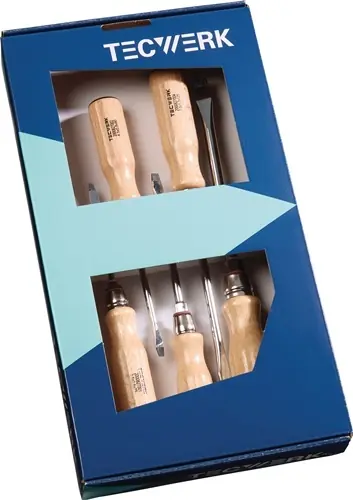 SCHROEVENDRAAIERSET 5-DELIG SLEUF / PH HOUTEN GREEP RONDE KLING MET 6-KANT AANZE
