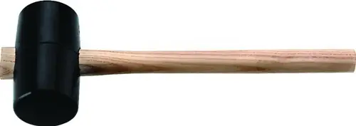 RUBBERHAMER HOOFD-D. 40 MM KOPLENGTE 80 MM ZWART ESSENHOUT 90 SHORE A VLAKKE BAA