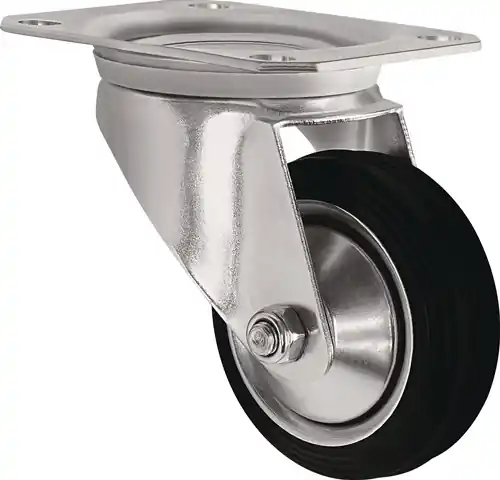ZWENKWIEL WIEL D. 200MM DRAAGVERMOGEN 205KG MASSIEF RUBBER PLAAT L135XB110MM