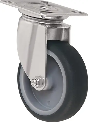 ZWENKWIEL WIEL-D. 50MM GRIJS DRAAGVERMOGEN 50KG M. BEVESTIGINGSPLAAT THERMOPL.