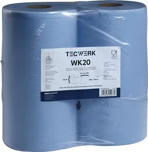 POETSDOEK WK 20 CA. L380XB360MM BLAUW 2-LAAGS, VEEL VOLUME IN DE HAND TECWERK
