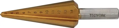 GETRAPTE PLAATBOOR BOORBEREIK 3-14 MM HSS TIN TOTALE LENGTE 58 MM SNEDEAANTAL 2