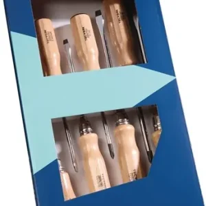 SCHROEVENDRAAIERSET 7-DELIG SLEUF / PH / PRIEM HOUTEN GREEP RONDE KLING MET 6-KA