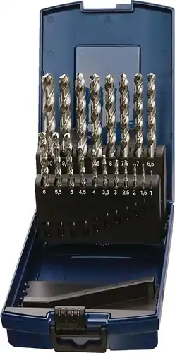 SPIRAALBORENSET DIN 338 TYPE RVS NOMINALE-D. 1-10,5X0,5 MM HSS-CO 24 DELIG KUNST