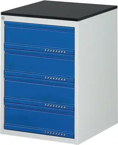 SCHUIFLADEKAST BK 650 H820XB580XD650MM LICHTGRIJS/GENTIAANBLAUW 4 LADE STANDAARD