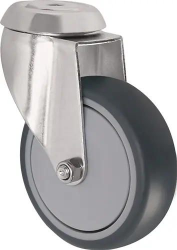 ZWENKWIEL WIEL D. 50MM DRAAGVERMOGEN 50KG MET ACHTERGAT KOGELLAGER RUBBER GRIJ