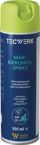 MARKERINGSSPRAY LICHTGEVEND GEEL 500 ML SPUITBUS TECWERK