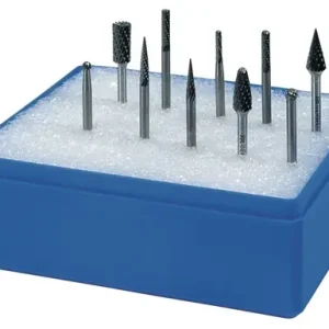 SET KLEINE STIFTFREZEN SCHACHT-D. 3 MM 10-DELIG HARDMETAAL VERTANDING KRUIS KUNS