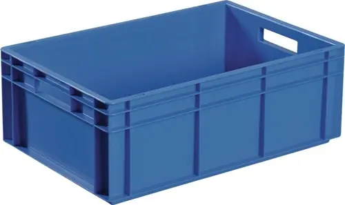 TRANSPORTSTAPELBAK L600XB400XH340MM BLAUW PP HANDGREEPOPENING ZIJWANDEN GESLOTEN