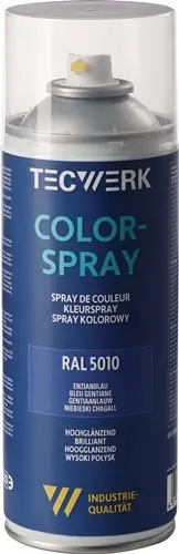 KLEURSPRAY GENTIAANBLAUW HOOGGLANZEND RAL 5010 400 ML SPUITBUS TECWERK
