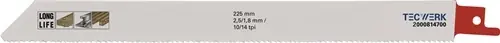 RECIPROZAAGBLAD LENGTE 225 MM BREEDTE 19 MM TANDVERDELING TPI 10/14 2,5/1,8 MM G