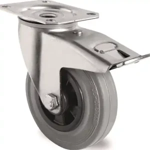 ZWENKWIEL MET TOTAALKLEM WIEL-Ø 80 MM DRAAGVERMOGEN 70 KG MET BEVESTIGINGSPLAAT