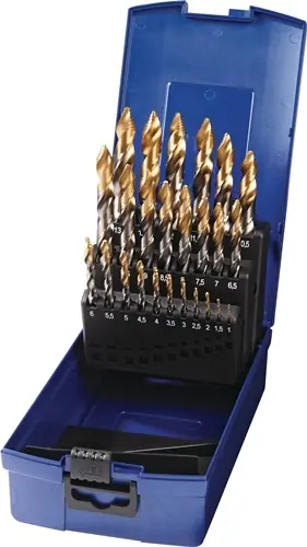 SPIRAALBOREN-SET DIN 338 TYPE N NOMINALE-Ø 1-13X0,5 MM HSS TIN-KOPCOATING 25-DEL
