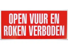 BORD KUNSTSTOF 'OPEN VUUR EN ROKEN VERBODEN' - 35X15CM