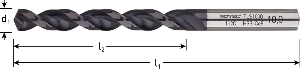 HSS-E SPIRAALBOOR, DIN 338, TYPE TLS1000, TIALN, ø7,8
