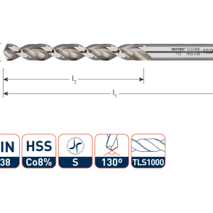 HSS-E SPIRAALBOOR, DIN 338, TYPE TLS1000, ø8,0
