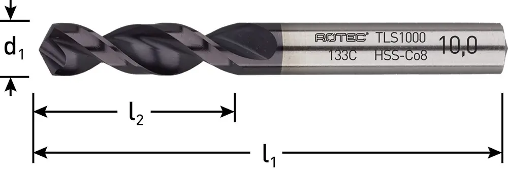 HSS-E PLAATWERKBOOR, DIN 1897, TYPE TLS1000, ø9,9