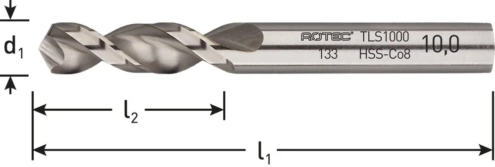 HSS-E PLAATWERKBOOR, DIN 1897, TYPE TLS1000, ø13,0