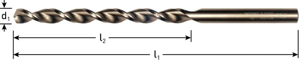 HSS-E SPIRAALBOOR, DIN 340, TYPE TLS1000, ø2,5X62X95