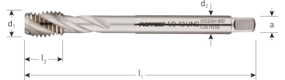 HSS-E MACHINETAP '800', BLIND, DIN 376, UNC 1/2"-13