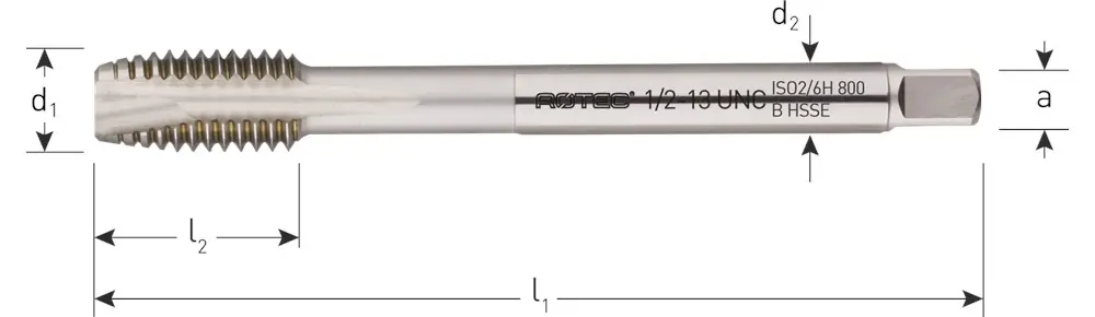 HSS-E MACHINETAP '800', DOORLOPEND, DIN 376, UNC 1.1/4"-7