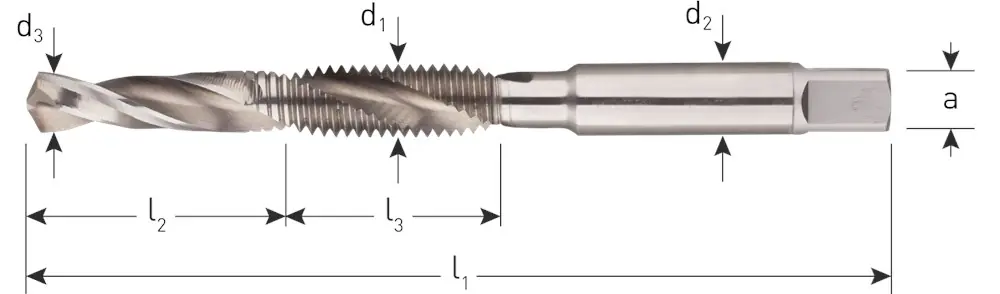 HSS-E COMBI-BOOR/TAP, DOORLOPEND, M4