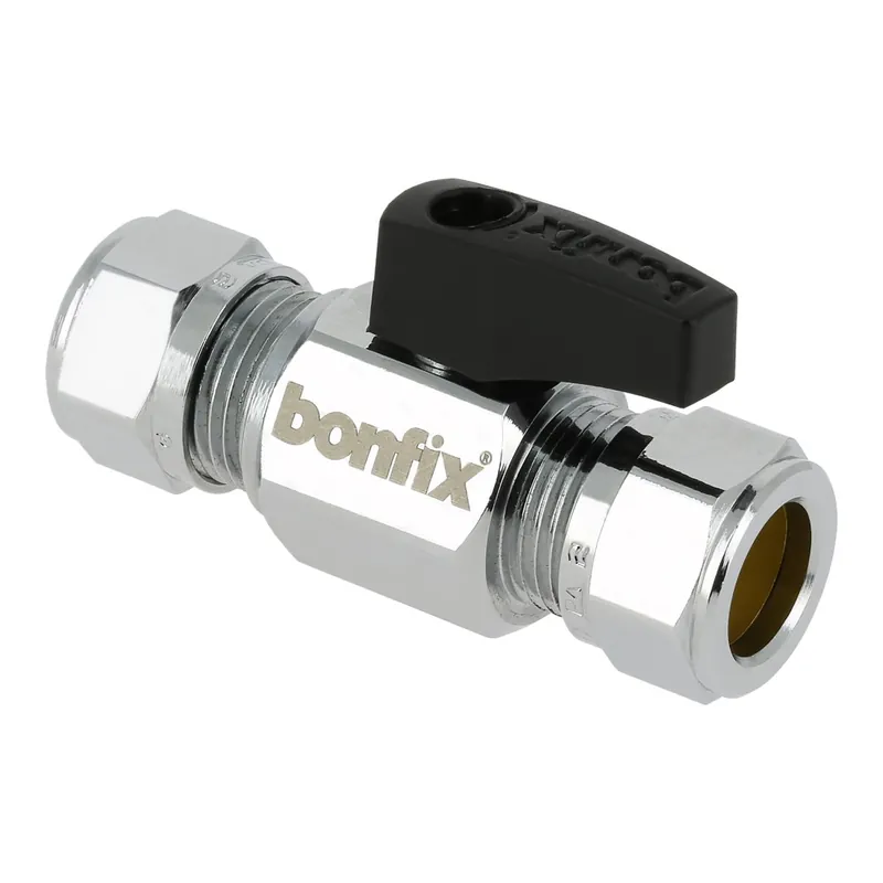 BONFIX KOGELSTOPKRAAN RECHT KNEL 12X12 (ZWARTE KNOP)