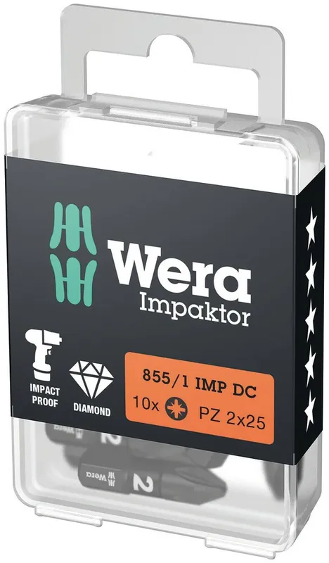 855/1 IMP DC PZ DIY IMPAKTOR BITS, PZ 2 X 25 MM, 10-DELIG