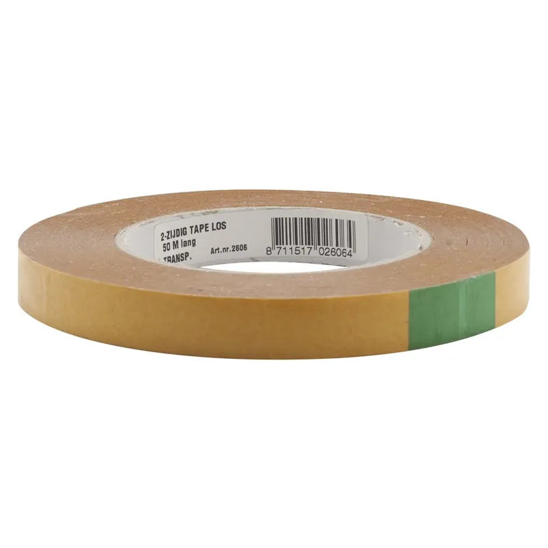 PLAKBAND ZELFKLEVEND TWEEZIJDIG DUN TRANSPARANT 50 M X 15 MM