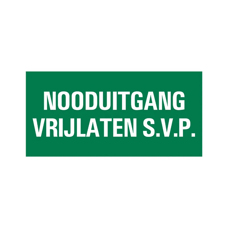 BORD NOODUITGANG VRIJLATEN 300X150 MM