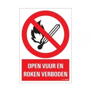 BORD OPEN VUUR EN ROKEN VERBODEN 230X330 MM
