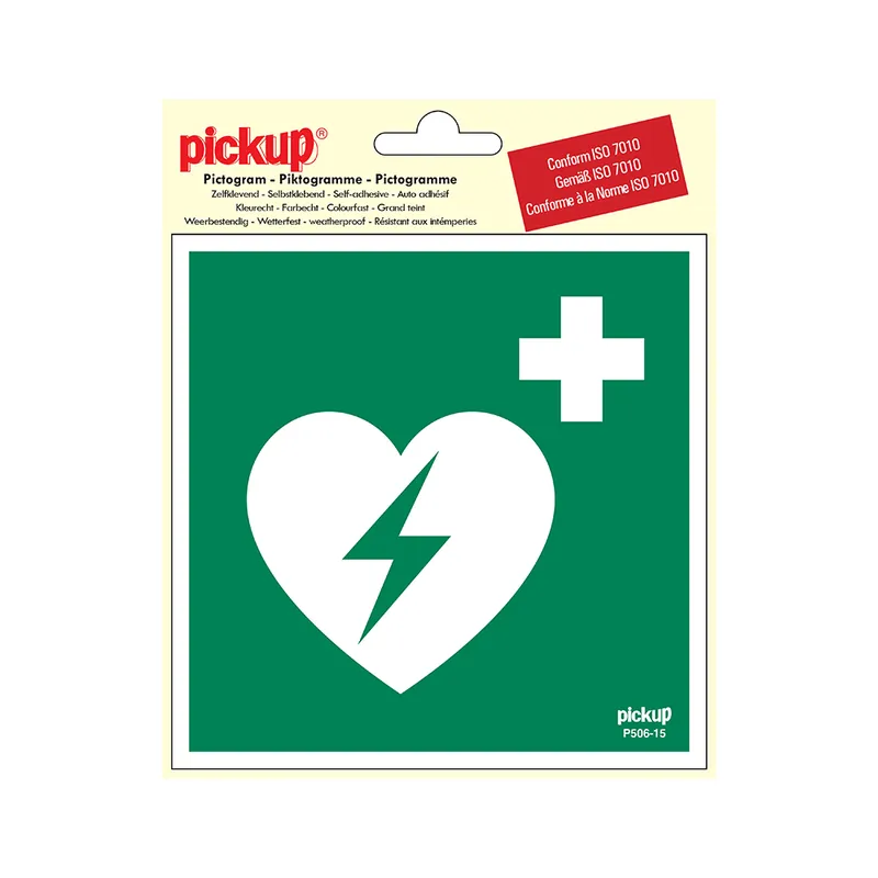 STICKER AED PICTO 150X150 MM